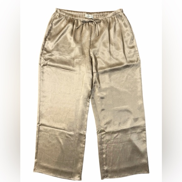 A&F Gold Metallic Pleated Wide Leg Pants L | Holiday Party NYE Outfit - Picture 6 of 13